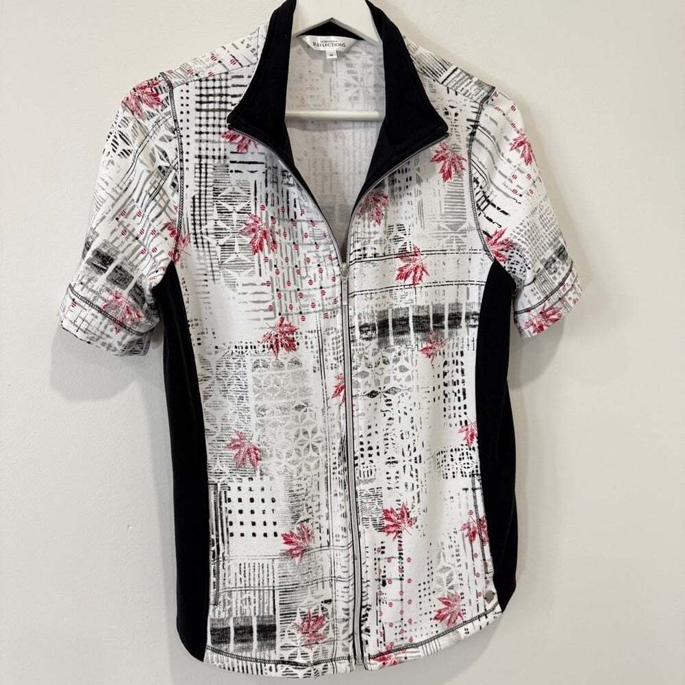 Northern Reflections Full Zip Short Sleeve Shirt Fitted Size M